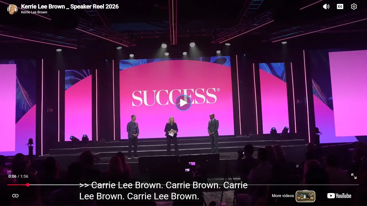 Kerrie Lee Brown on stage, speaker reel 2026
